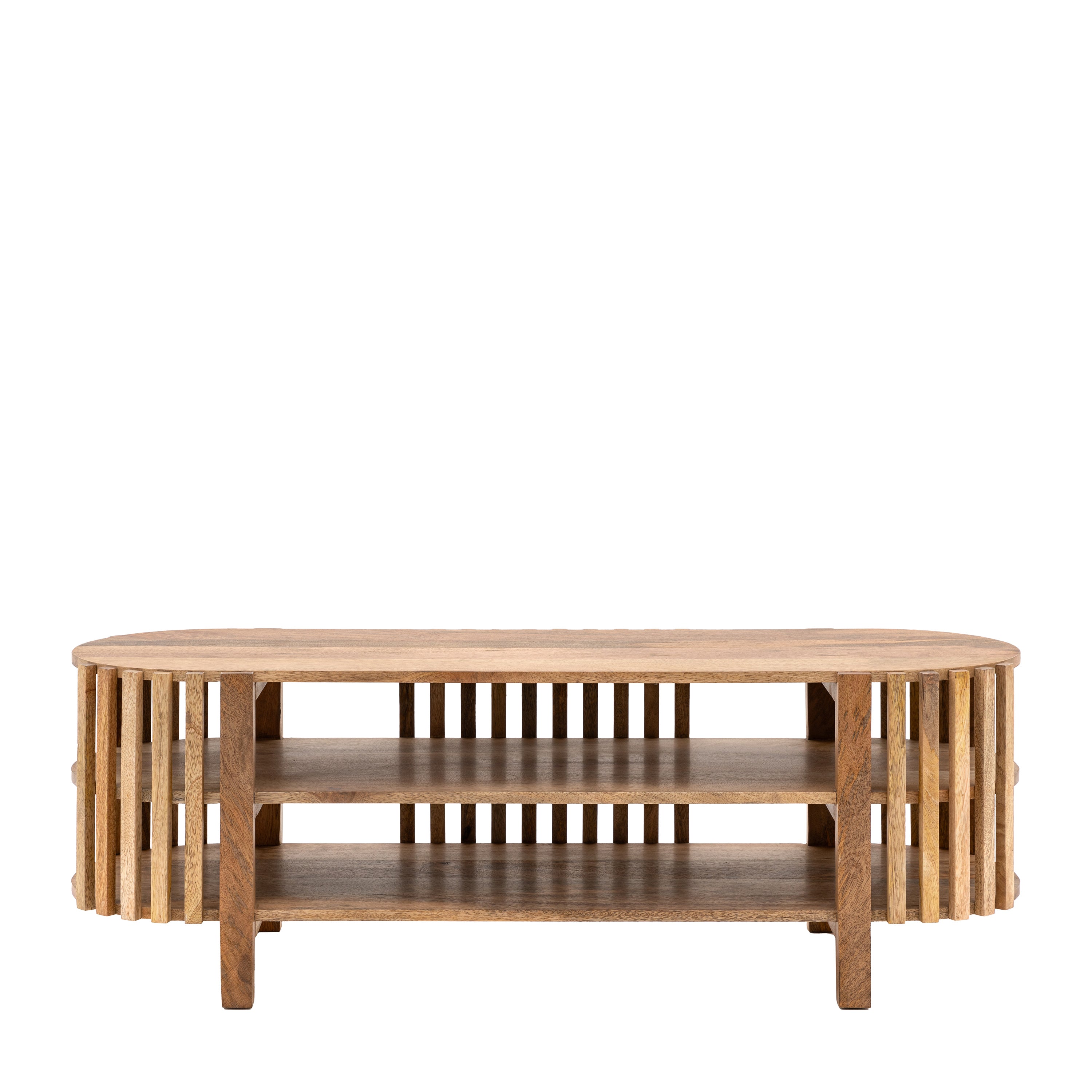 Alvin Slatted Natural Mango Wood TV Unit